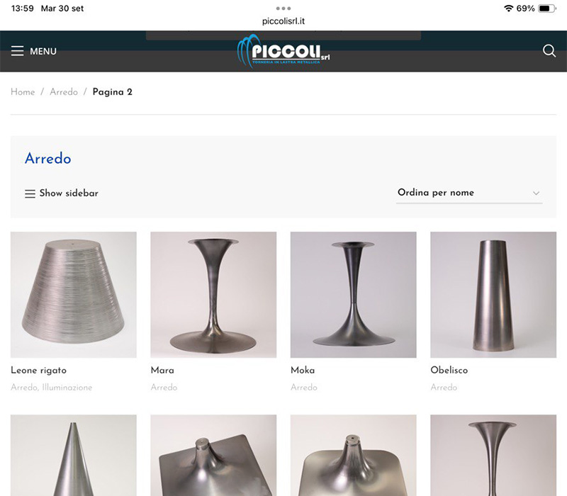 Screenshot sito web